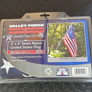 Valley Forge Embroidered Stars,sewn stripes United States Flag w/ grommets,nylon
